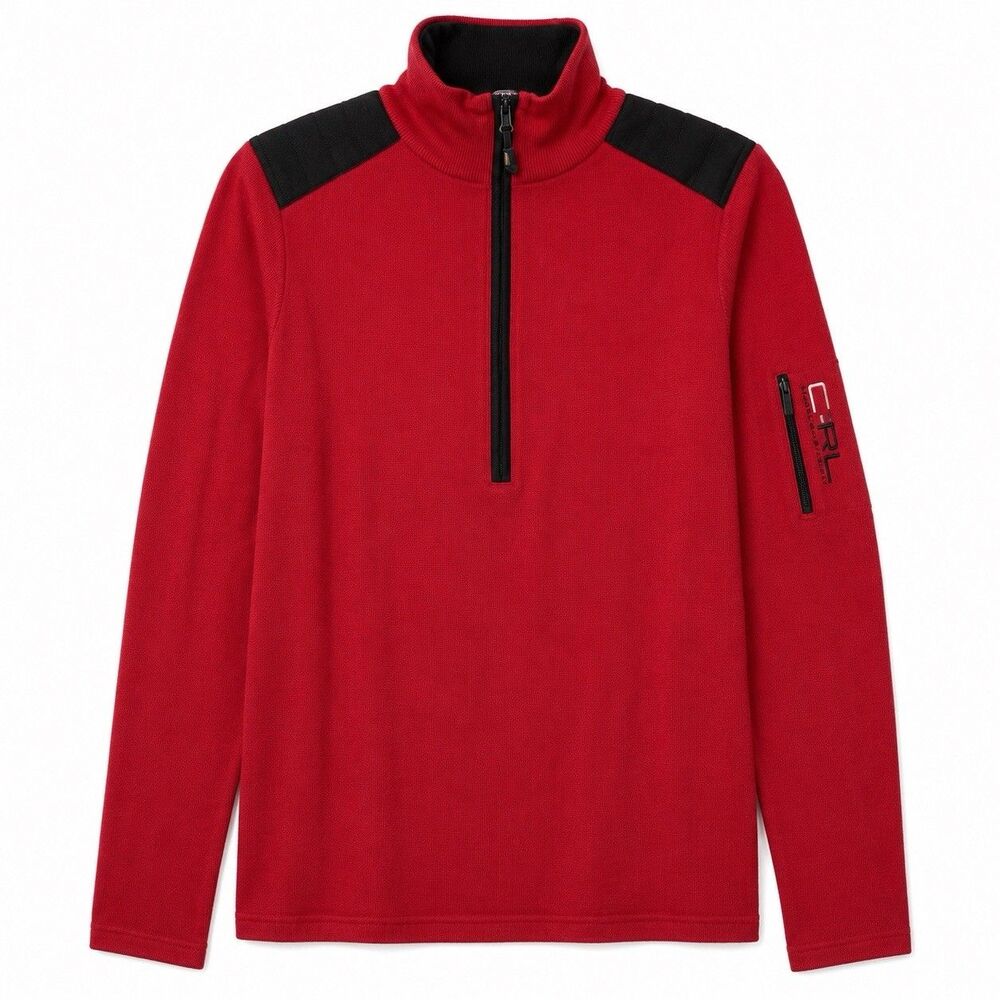 LRL Lauren Active Ralph Lauren Womens XL Red Black Quarter Zip Pullover Preppy